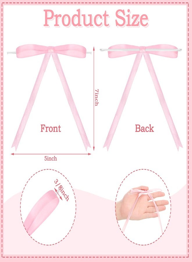 ProSuites 60 Pcs Pink Twist Tie Bows Pink Bows for Cake Decorating, Satin Ribbon Bows for Crafts Treat Bags Gift Wrapping, 5 x 7 Inch - Image 5